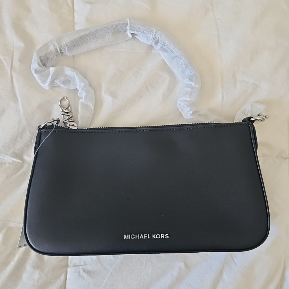 Michael Kors MK Black Leather Pouchette, NWT